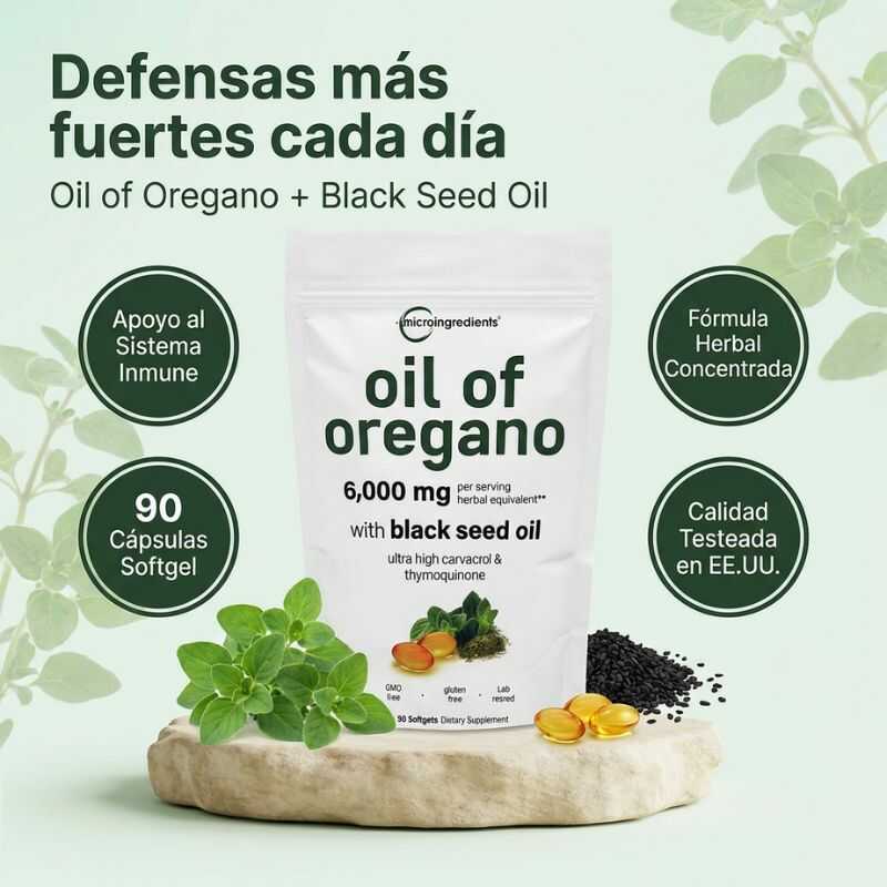 Oil of Oregano with Black Seed Oil - Para personas que se enferman seguido: aceite de orégano concentrado y semilla negra que ayudan a tu cuerpo a enfermarse menos en 30 días.