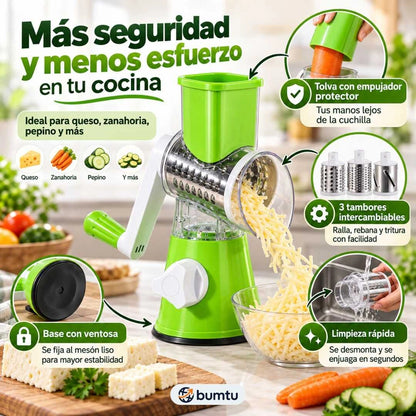RallaSeguro™ 3 en 1 | Molino Rotatorio para Queso y Verduras