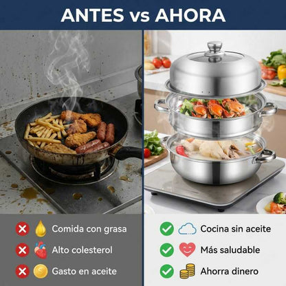 StahlChef - Olla Vaporizadora de 3 niveles