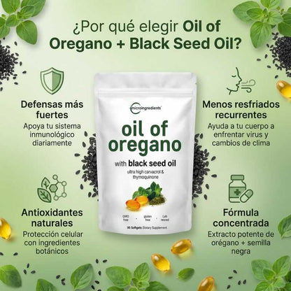 Oil of Oregano with Black Seed Oil - Para personas que se enferman seguido: aceite de orégano concentrado y semilla negra que ayudan a tu cuerpo a enfermarse menos en 30 días.