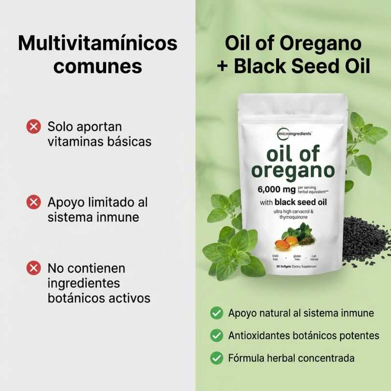 Oil of Oregano with Black Seed Oil - Para personas que se enferman seguido: aceite de orégano concentrado y semilla negra que ayudan a tu cuerpo a enfermarse menos en 30 días.