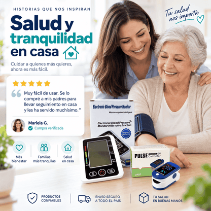 Combo Tensiómetro Digital + Oxímetro de Pulso + 3 REGALOS