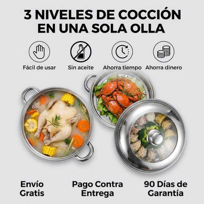 StahlChef - Olla Vaporizadora de 3 niveles