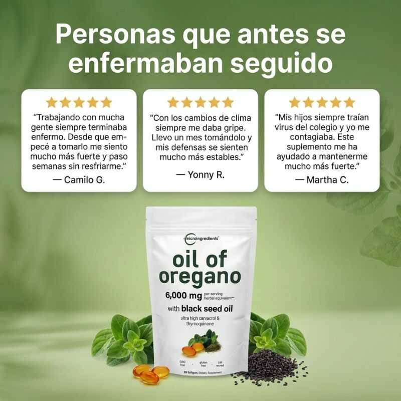 Oil of Oregano with Black Seed Oil - Para personas que se enferman seguido: aceite de orégano concentrado y semilla negra que ayudan a tu cuerpo a enfermarse menos en 30 días.