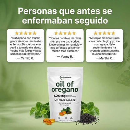 Oil of Oregano with Black Seed Oil - Para personas que se enferman seguido: aceite de orégano concentrado y semilla negra que ayudan a tu cuerpo a enfermarse menos en 30 días.