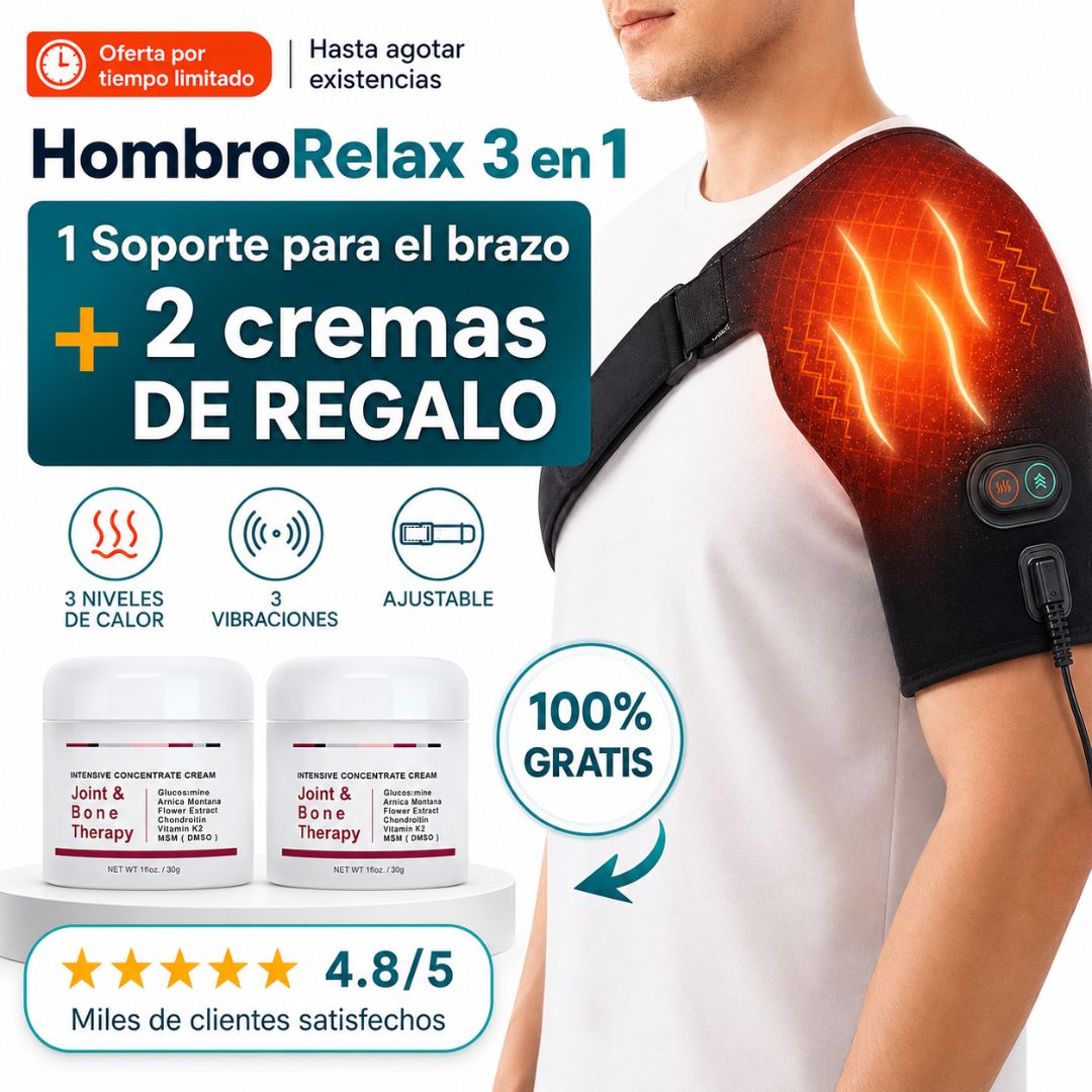 HombroRelax 3 en 1 | Soporte Térmico con Vibración + 2 Cremas de Regalo