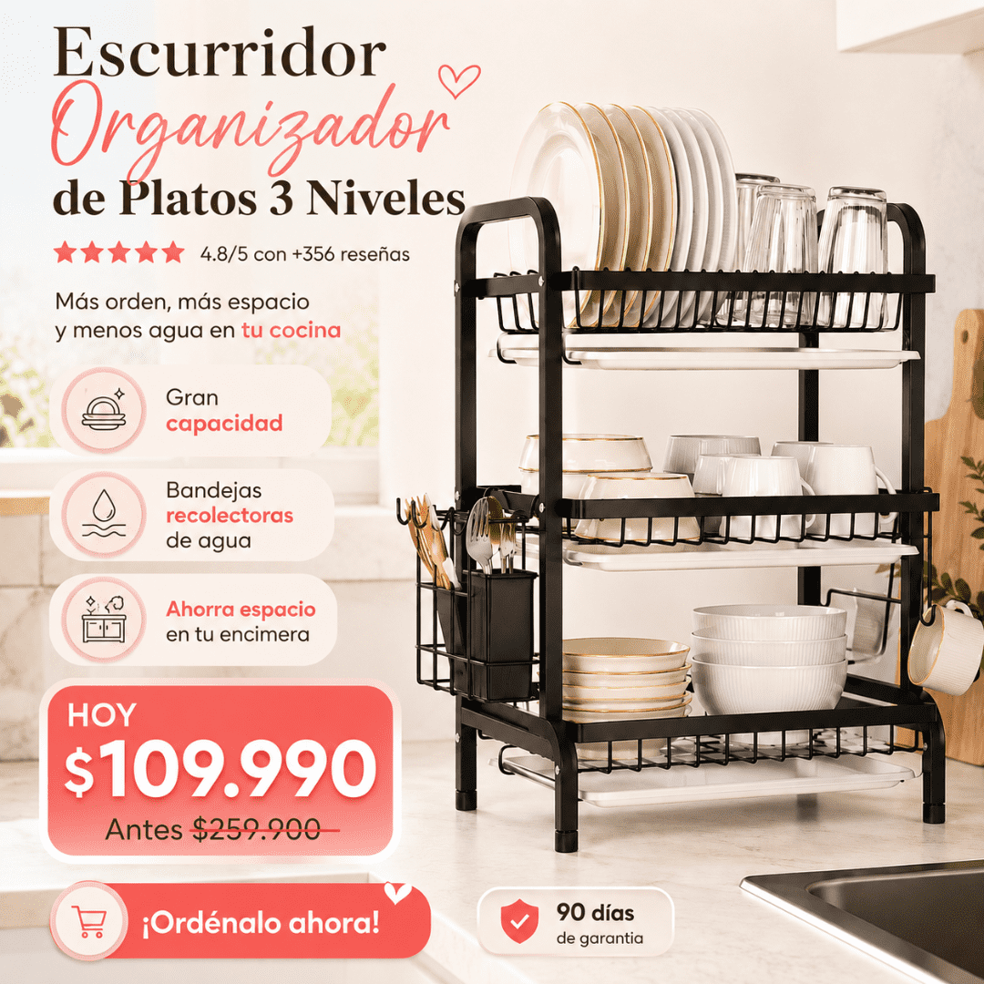 Escurridor Organizador de Platos 3 Niveles