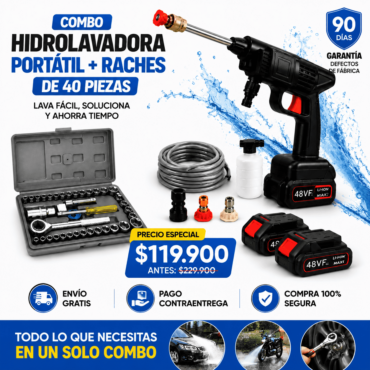 Combo PowerClean- Lava y repara al instante.