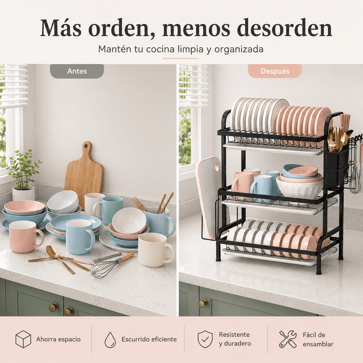 Escurridor Organizador de Platos 3 Niveles
